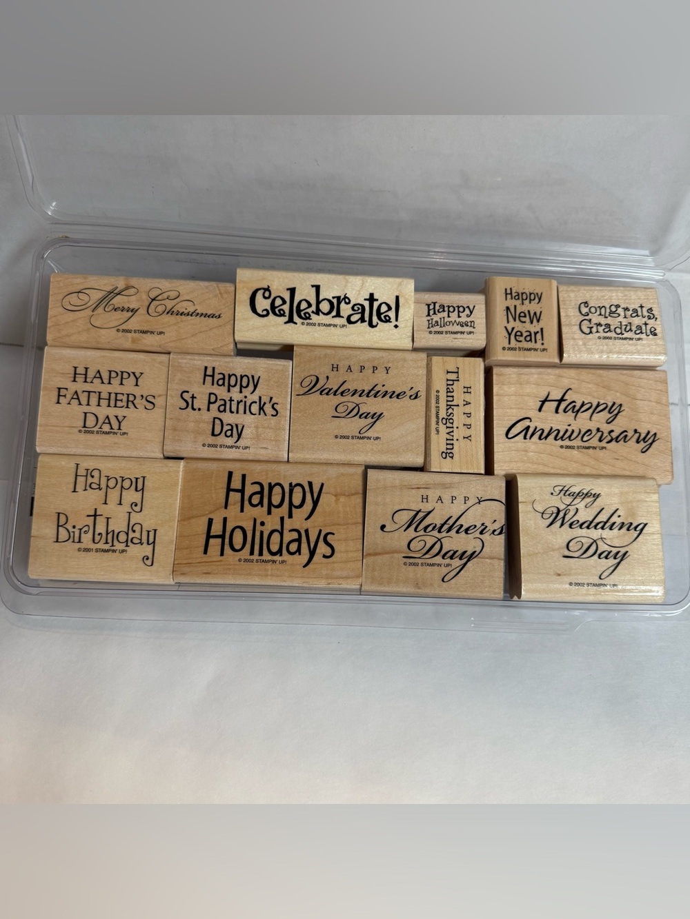 Stampin' Up! All year cheer! Wood Sentiment Stamp Set in Natural Wood and Black